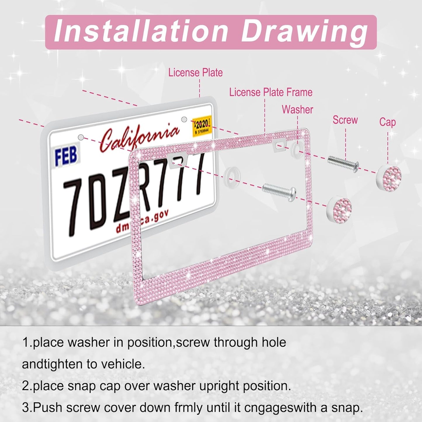 Bling License Plate Frame for Women