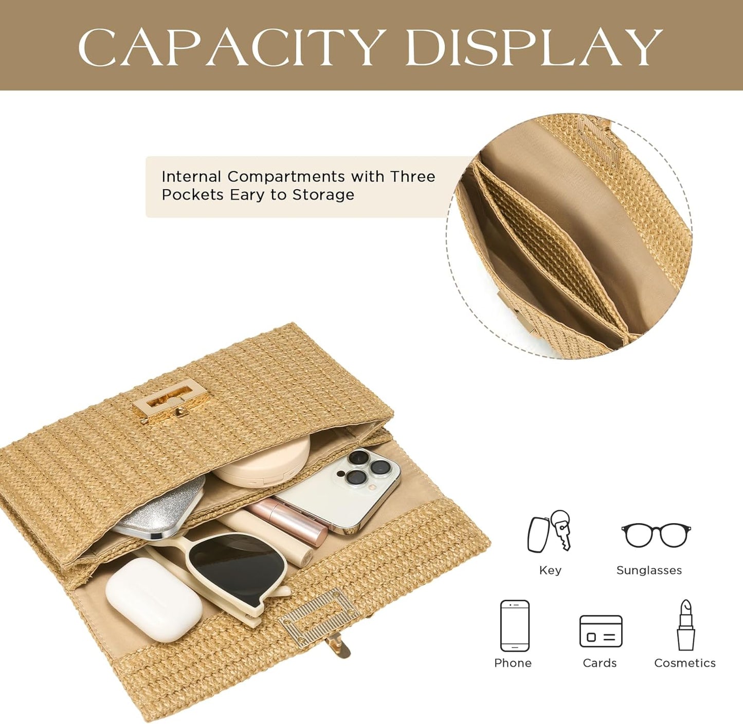 CHUNLI Straw Purse Woven Beach Bag