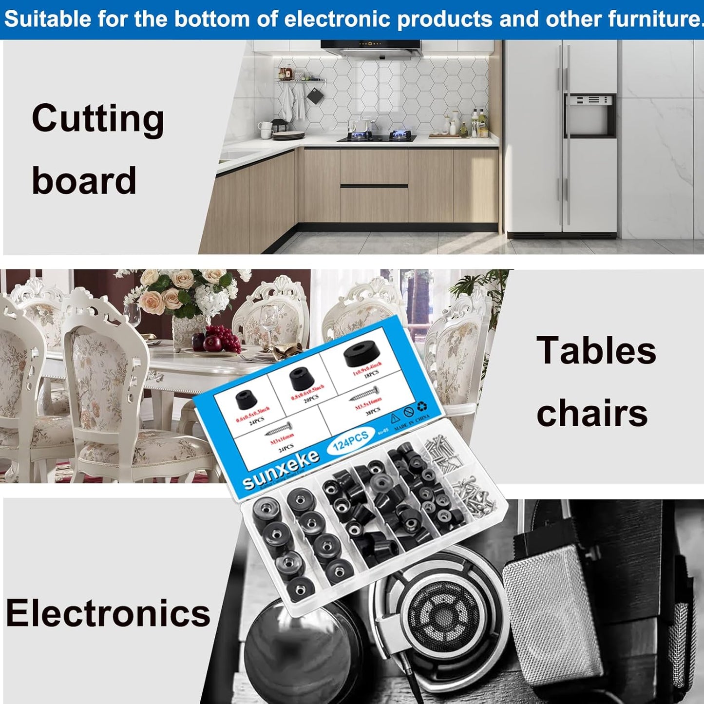 124Pcs Rubber Feet for Cutting Board