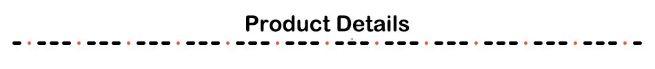 Text image displaying 'Product Details' with decorative lines for emphasis.