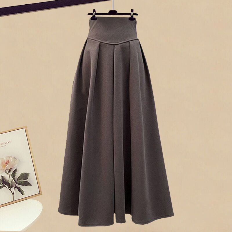 Elegant Knit Sweater with A-Line Skirt Set