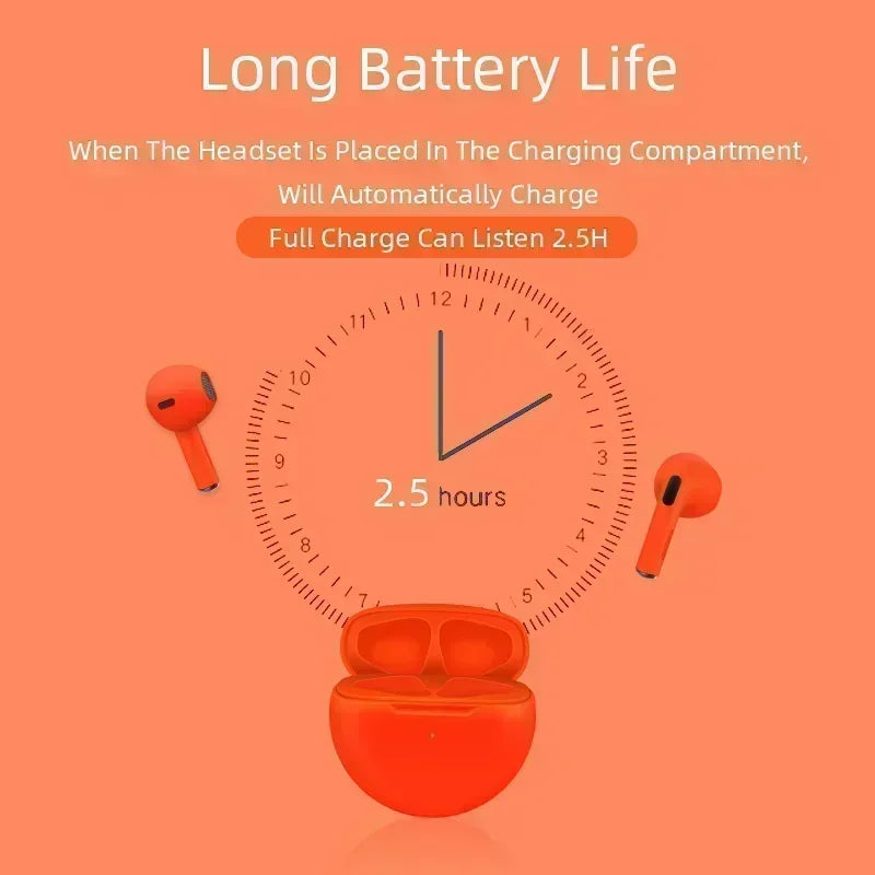 π₯ Pro 6 TWS Wireless Earbuds β Noise-Cancelling Power with Built-In Mic | Seamless Bluetooth Headset for iPhone & Android π₯
