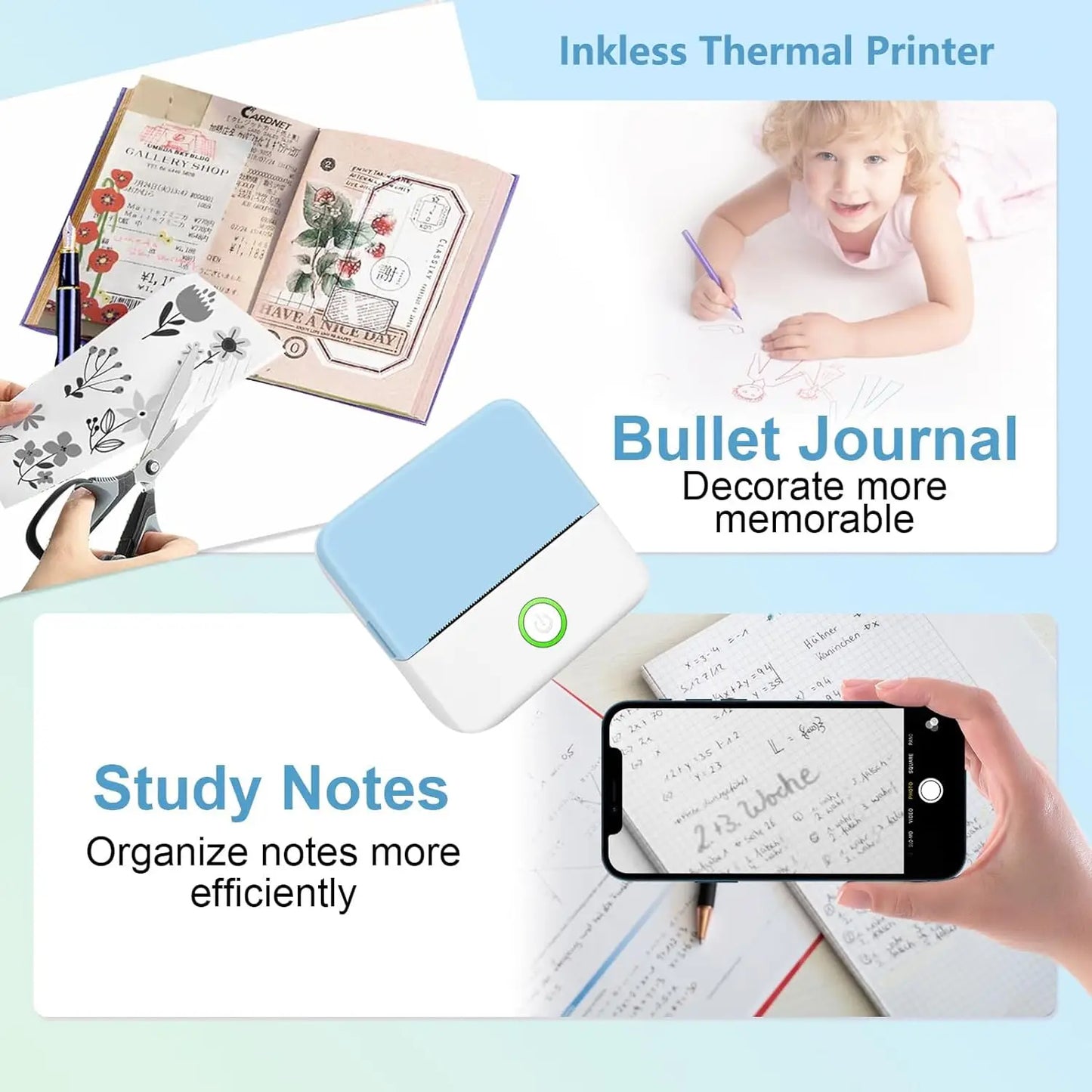 Mini Bluetooth Thermal Printer – Inkless Portable Photo & Sticker Label Machine