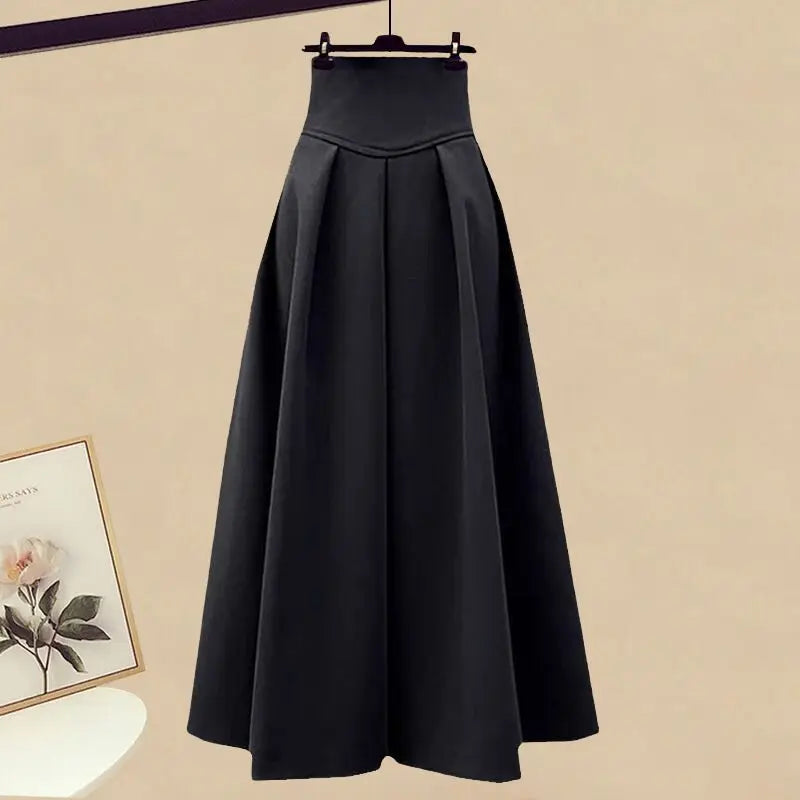 Elegant Knit Sweater with A-Line Skirt Set