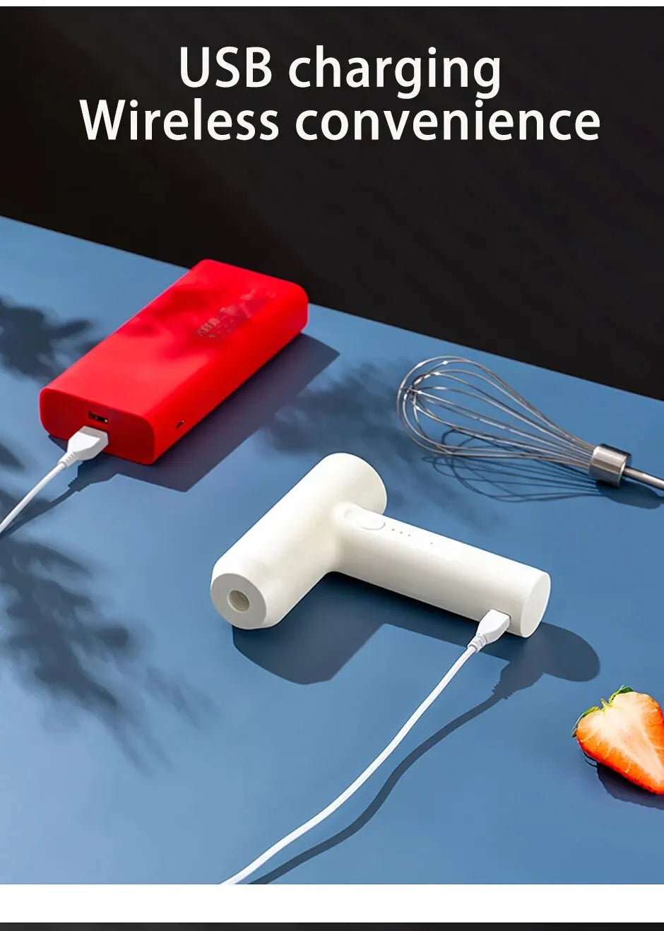 3-in-1 Wireless Electric Mixer – Portable 3-Speed Egg Beater & Baking Tool for Dough, Cake, & Cream
