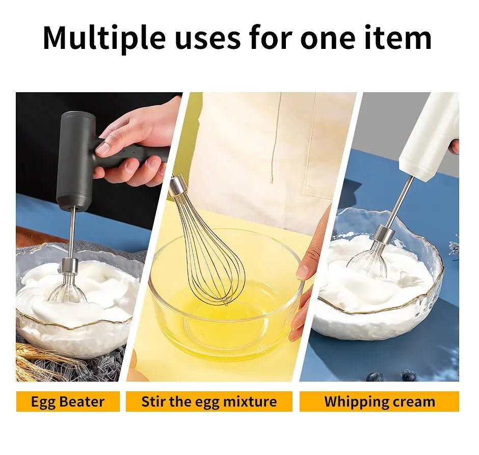 3-in-1 Wireless Electric Mixer – Portable 3-Speed Egg Beater & Baking Tool for Dough, Cake, & Cream