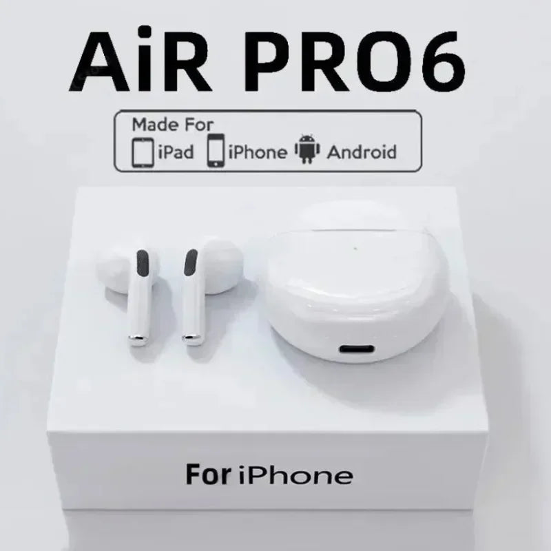 π₯ Pro 6 TWS Wireless Earbuds β Noise-Cancelling Power with Built-In Mic | Seamless Bluetooth Headset for iPhone & Android π₯