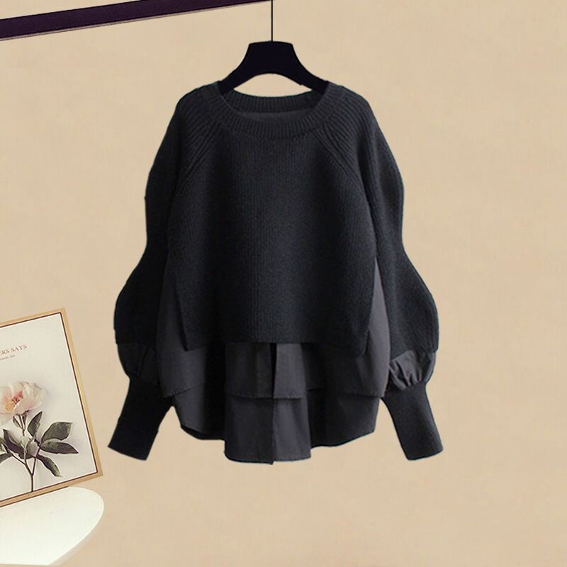Elegant Knit Sweater with A-Line Skirt Set