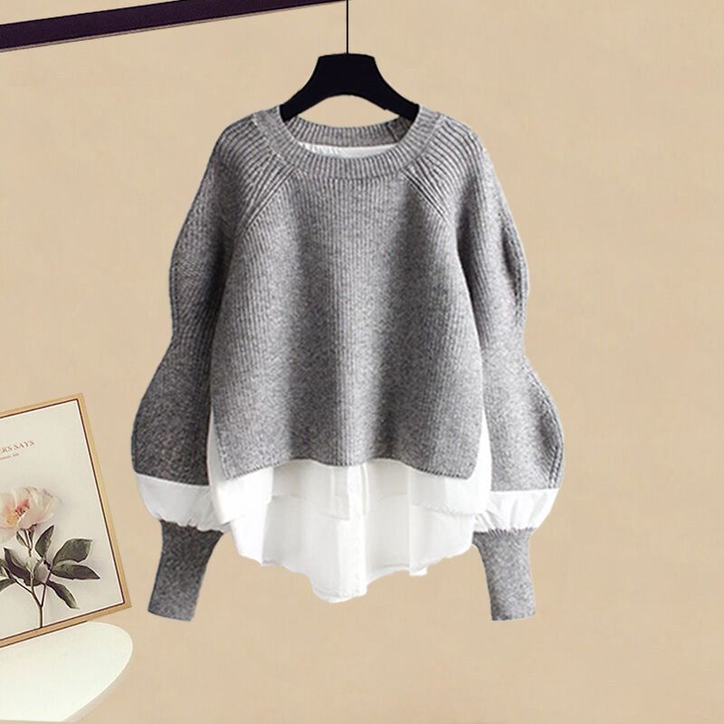 Elegant Knit Sweater with A-Line Skirt Set