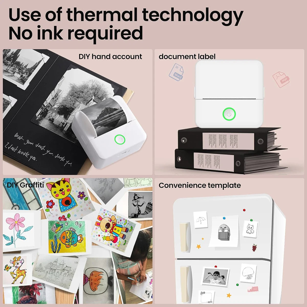 Mini Bluetooth Thermal Printer – Inkless Portable Photo & Sticker Label Machine