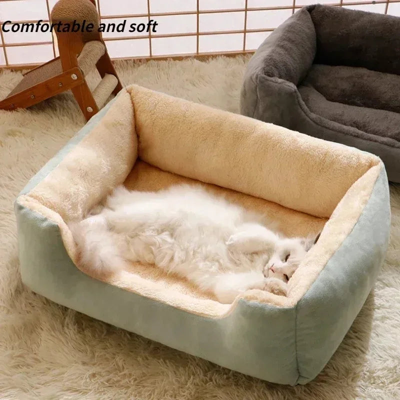 Cozy plush bed mat for pets, designed for comfort and relaxation. Ideal for cats to sleep and lounge.