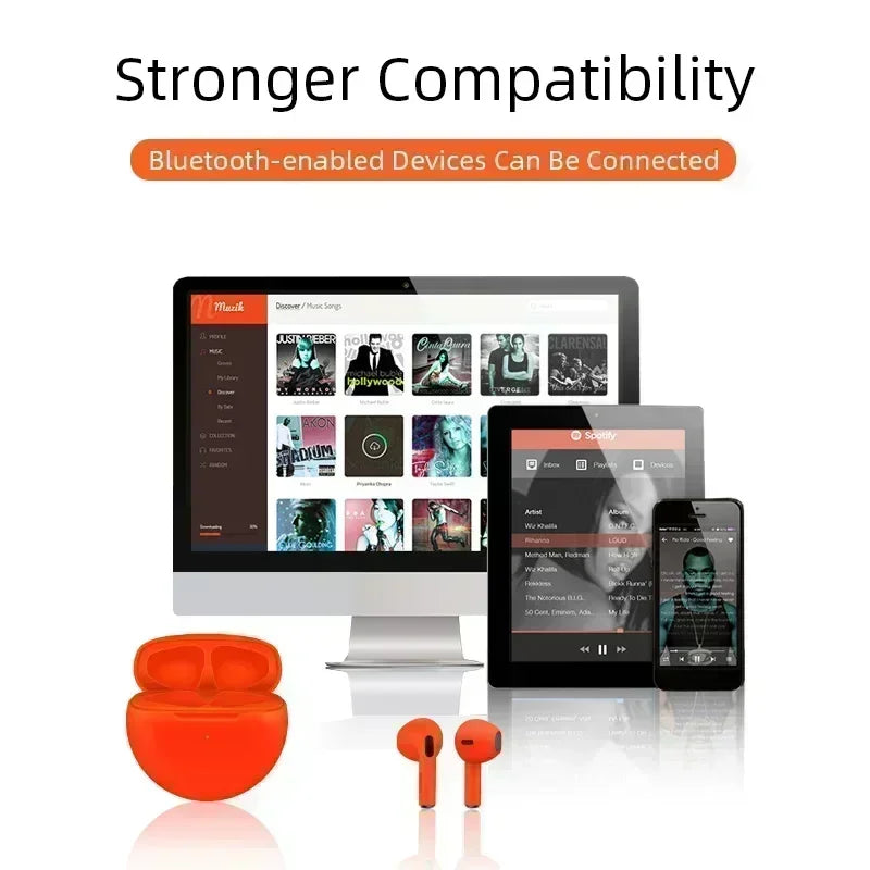 π₯ Pro 6 TWS Wireless Earbuds β Noise-Cancelling Power with Built-In Mic | Seamless Bluetooth Headset for iPhone & Android π₯
