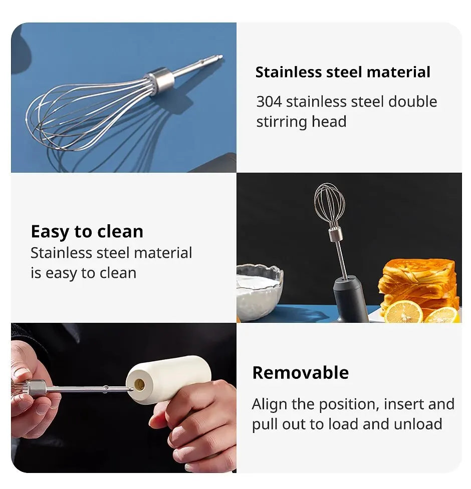 3-in-1 Wireless Electric Mixer – Portable 3-Speed Egg Beater & Baking Tool for Dough, Cake, & Cream