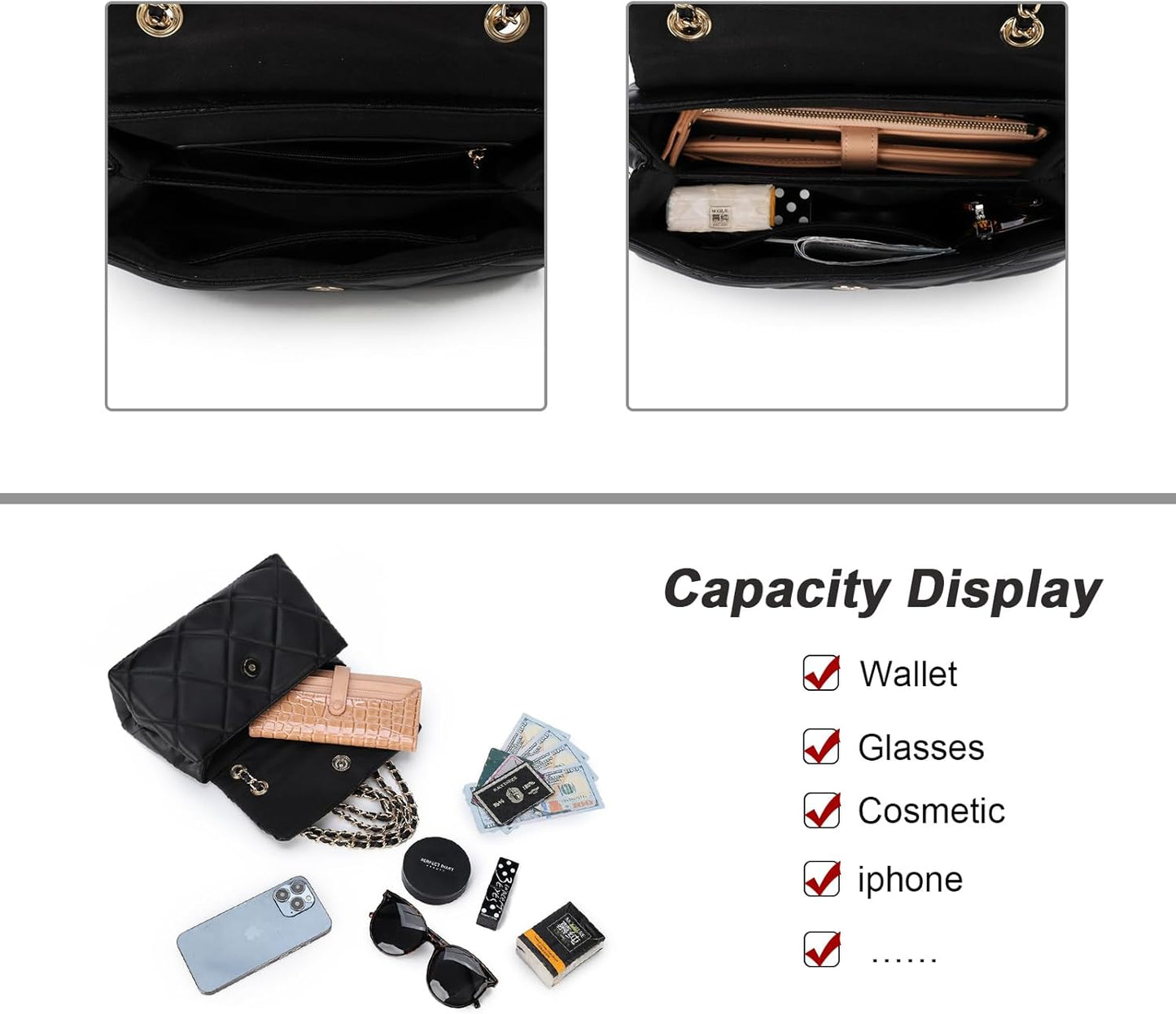 Quilted Crossbody Purses for Women Small