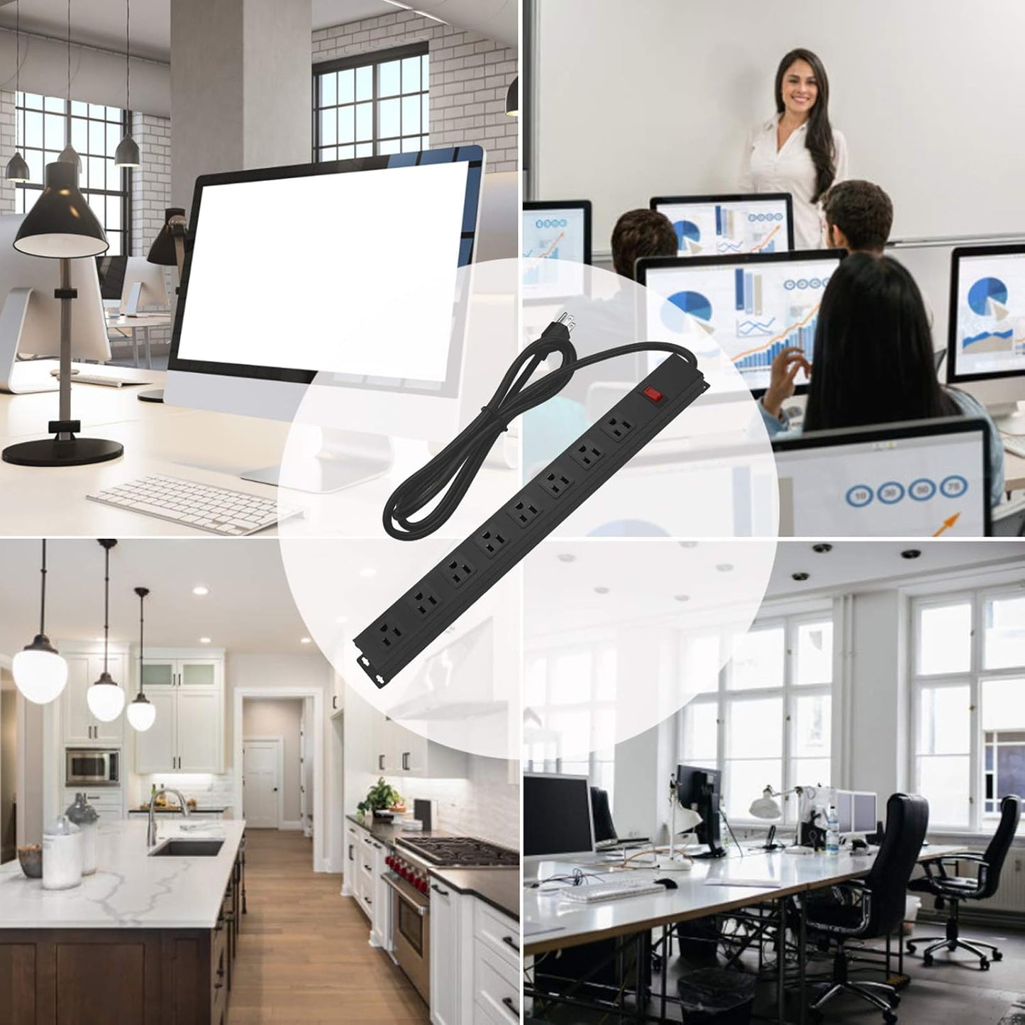 Metal 8 Outlet Mountable Power Strip