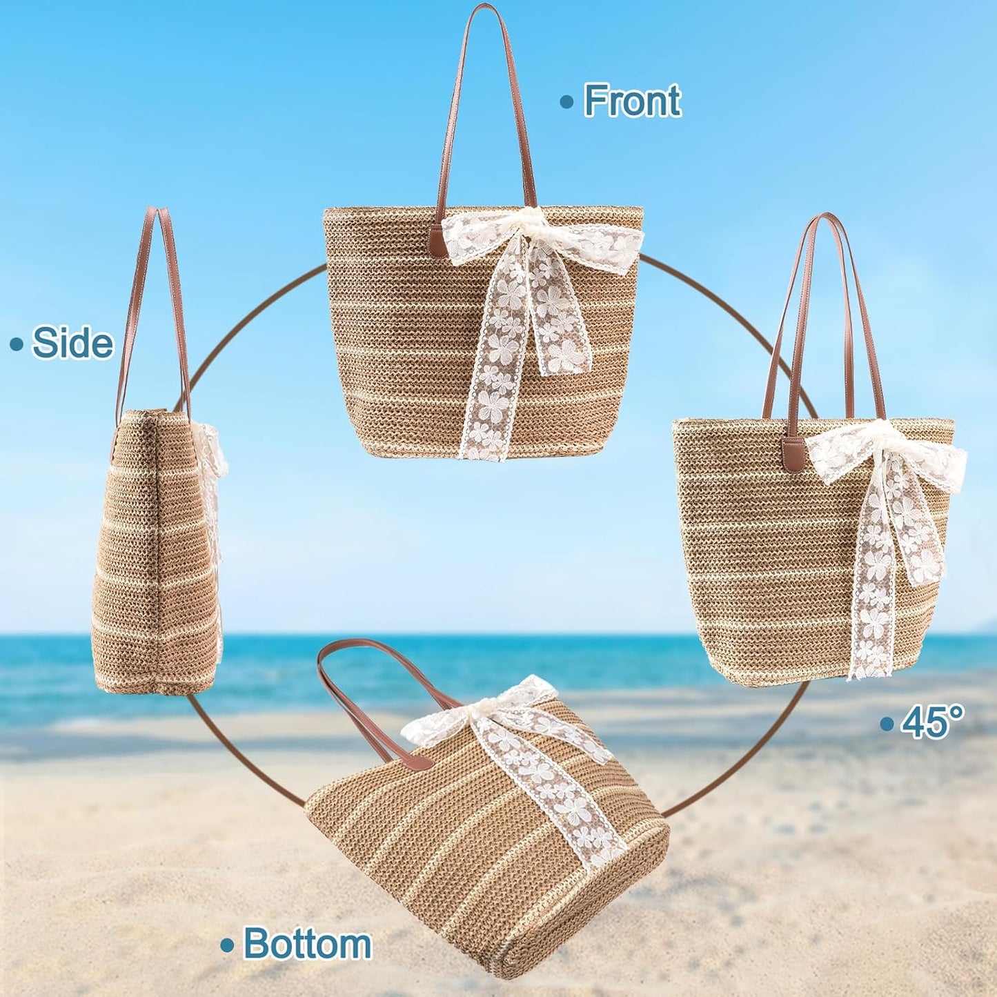 Straw Beach Tote Bag for Women 2026