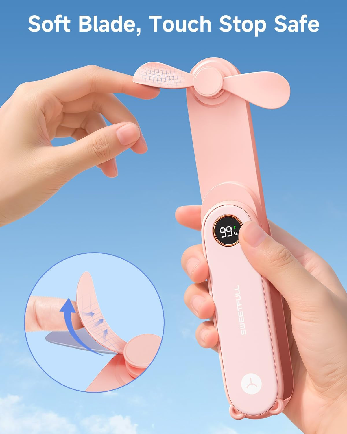 Portable Handheld Mini Fan with LED