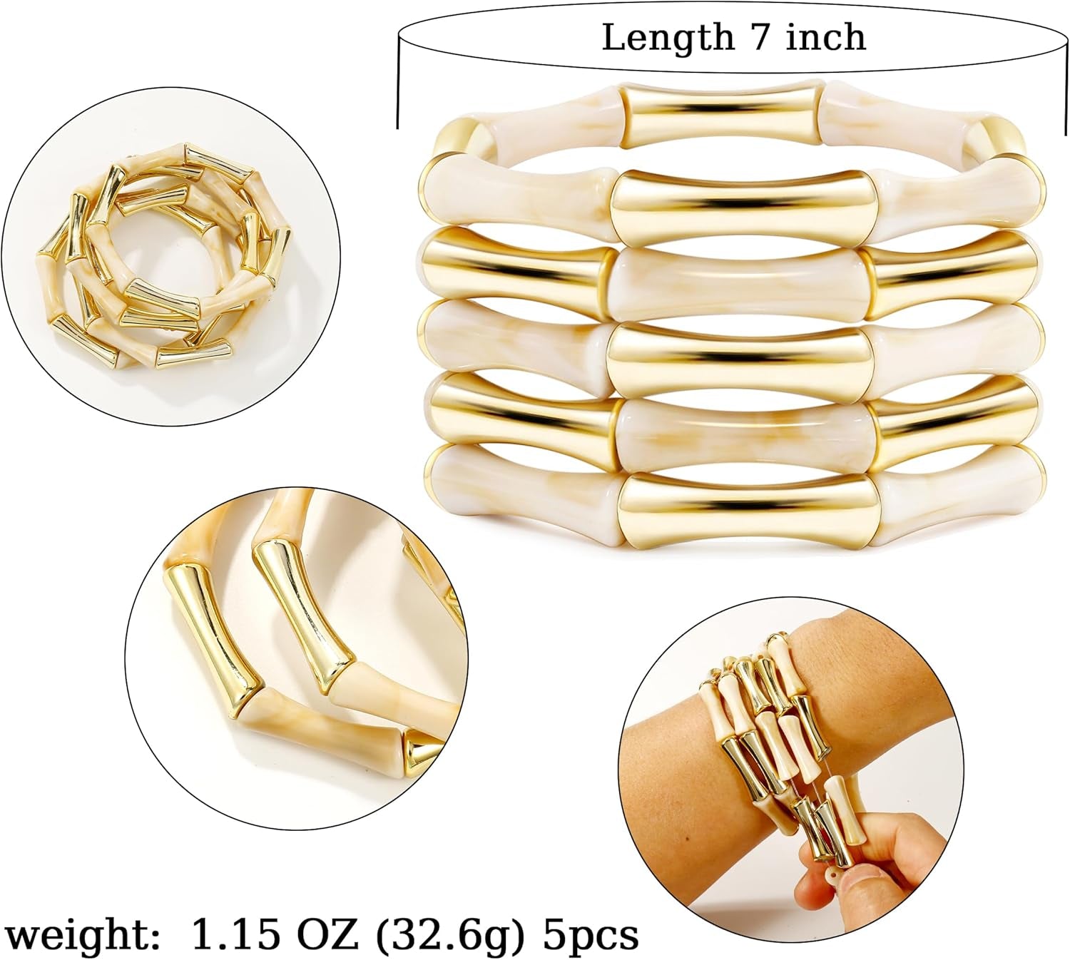 Gold Tube Bangle Bracelets for Women 