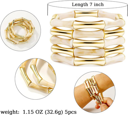 Gold Tube Bangle Bracelets for Women 