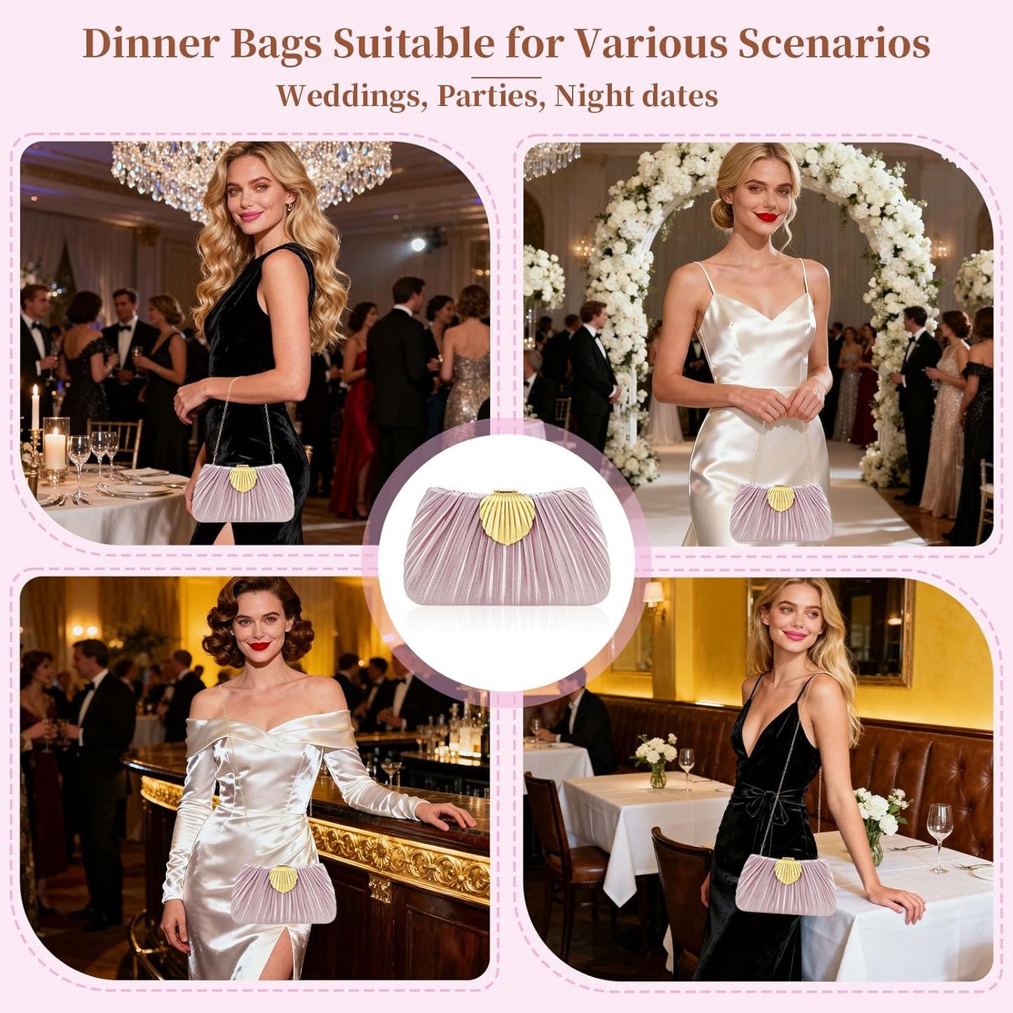 Clutch Evening Purse for Women Handheld 