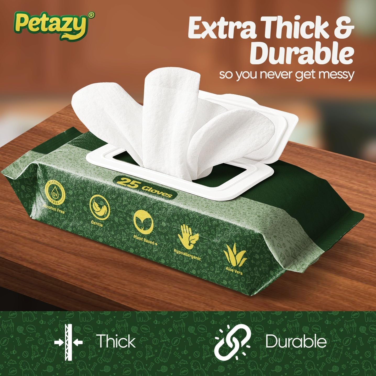 Pet Glove Wipes for Dogs & Cats 