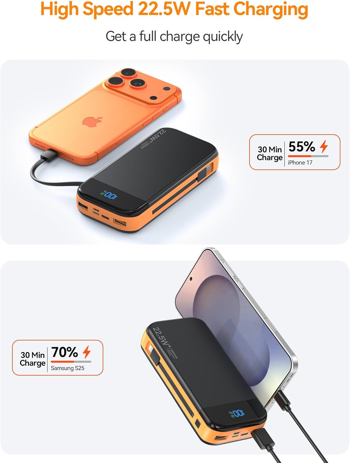 Portable Charger Power Bank Built-In