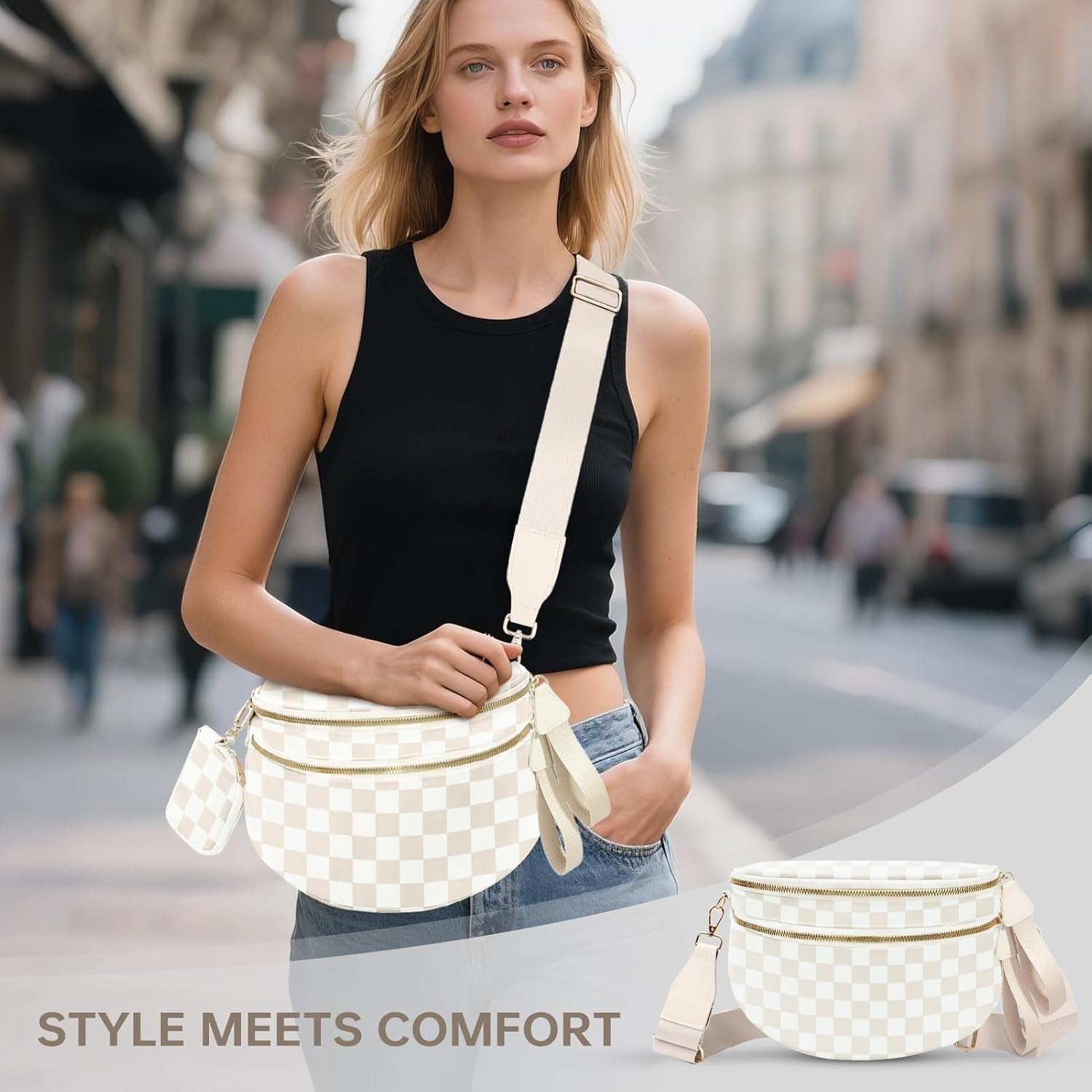 Cross Body Bag for Women Checkered
