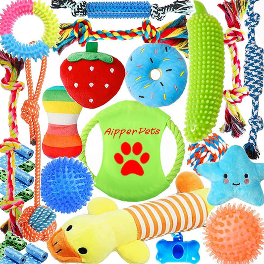 Dog Toys 25 Pack for Fun,Teeth Cleaning