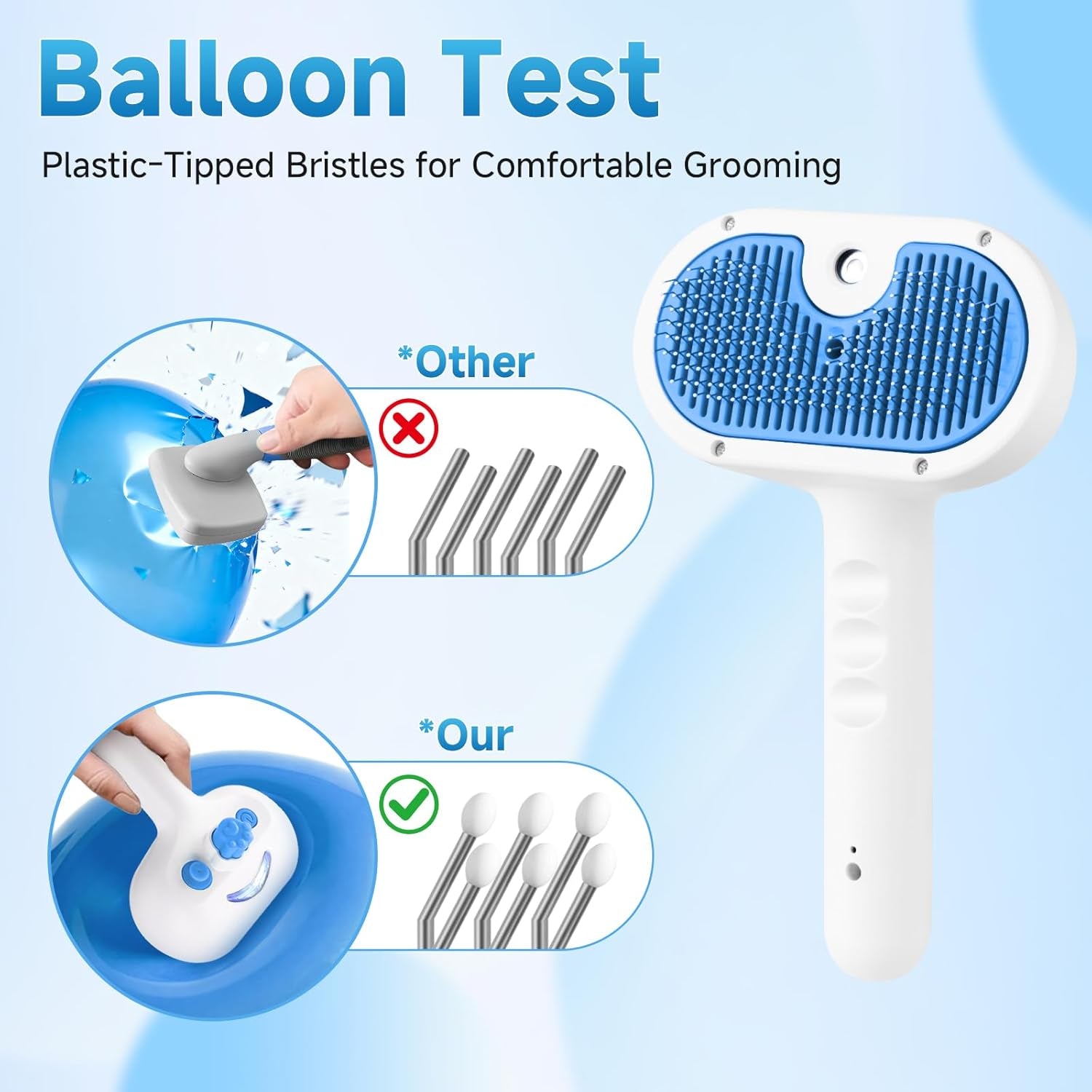 Pet Steam Brush for Dog & Cat - 3-In-1