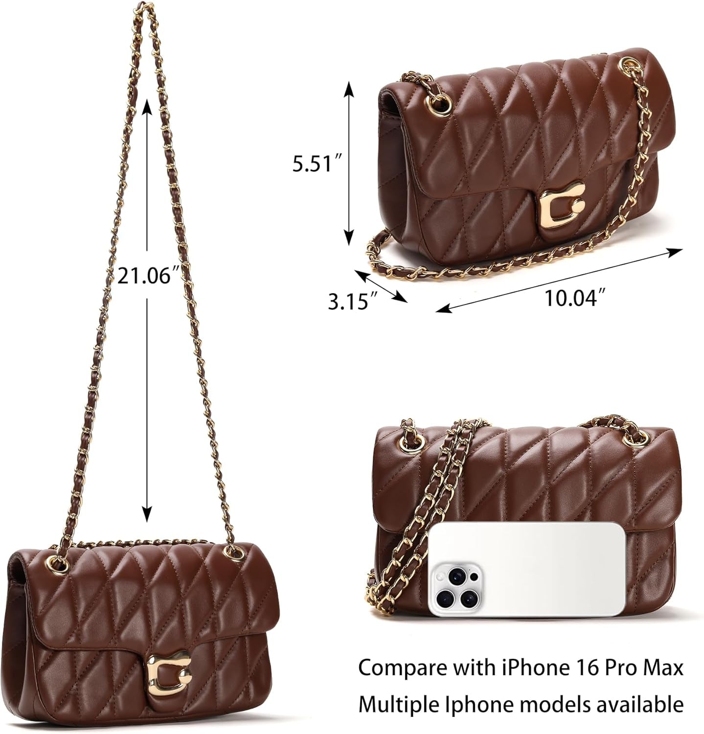 Quilted Crossbody Purse for Women Trendy