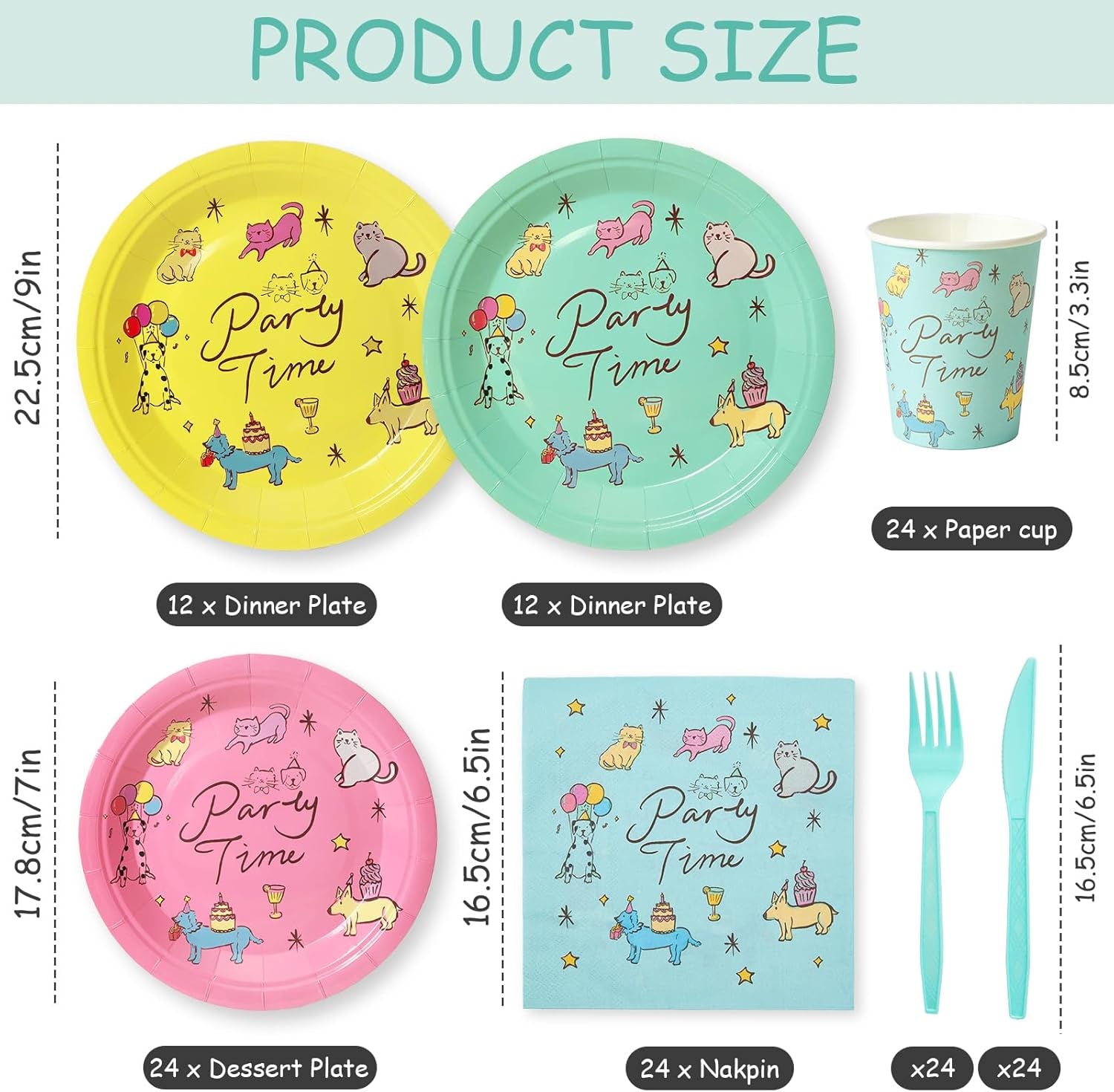 144Pcs Dog Cat Birthday Party Supplies
