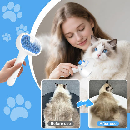Pet Steam Brush for Dog & Cat - 3-In-1