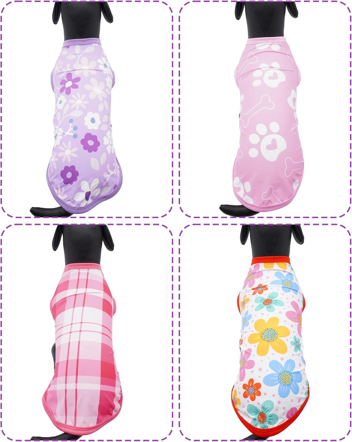 4 Pack Summer Dog Shirts Small Doggies