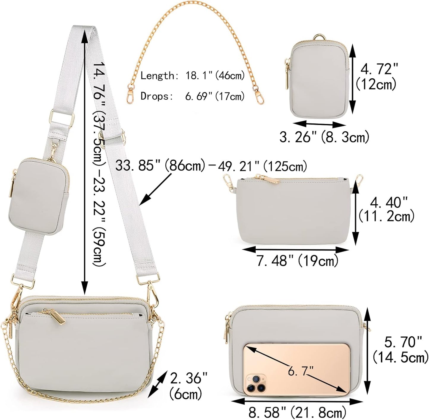 Small Crossbody Bags for Women 3 in 1