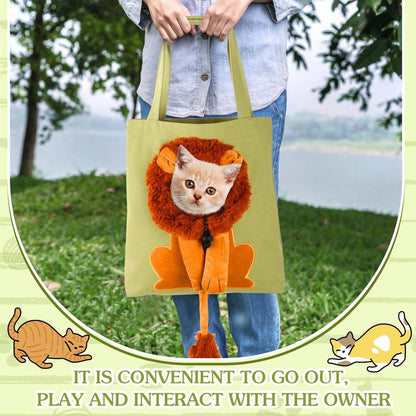 Pet Canvas Shoulder Bag Lion Shaped Cute