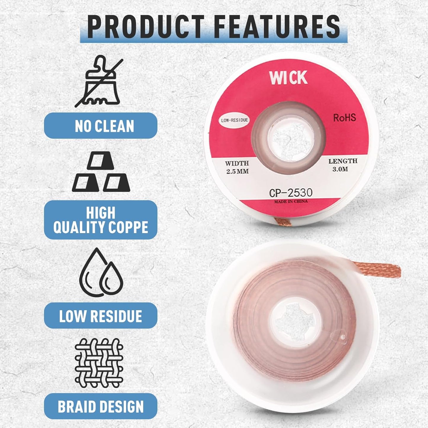 3 in 1 Solder Wick Braid with Flux
