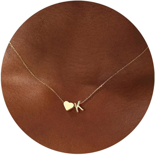 Heart Initial Necklace for Women