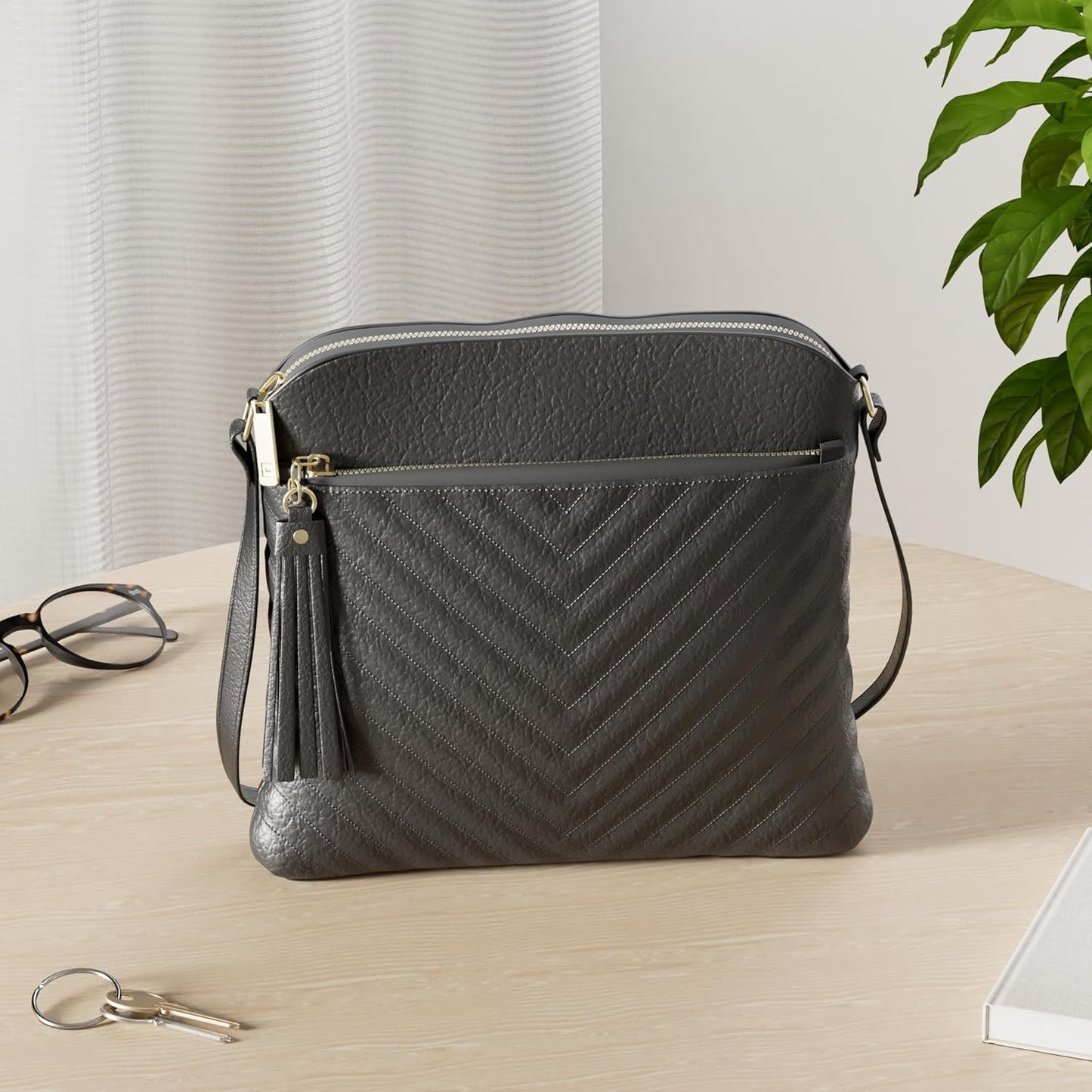 Chevron Quilted Medium Crossbody Bag