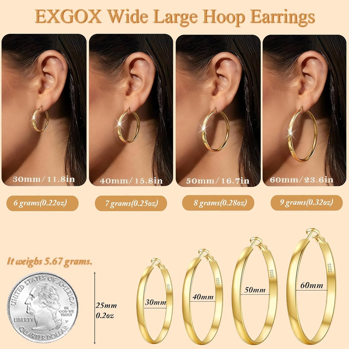 5Mm Wide Gold Hoop Earrings for Women
