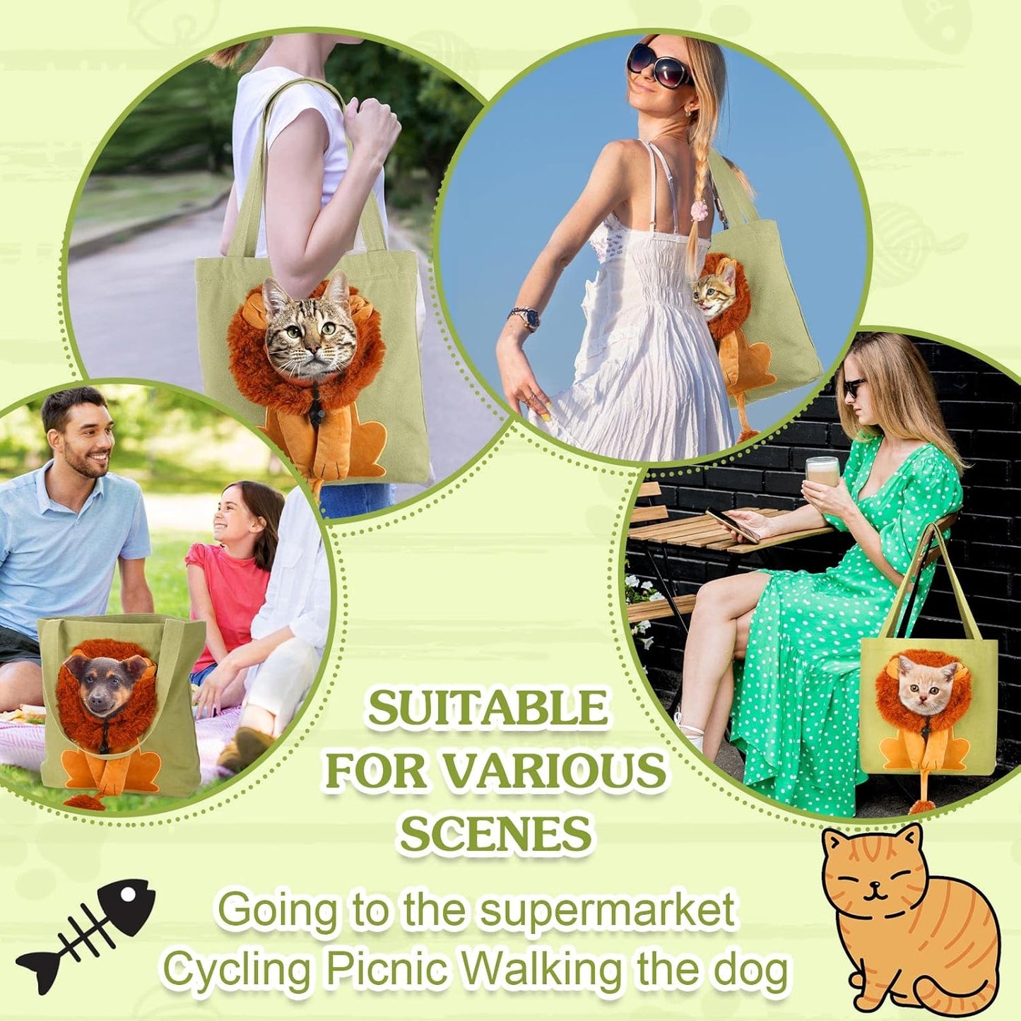 Pet Canvas Shoulder Bag Lion Shaped Cute