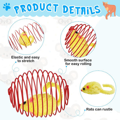 5 Pcs Cat Spring Balls Toys Stretchable