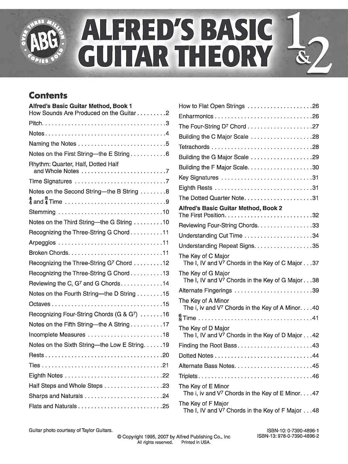 Alfred'S Basic Guitar Theory, Bk 1 & 2