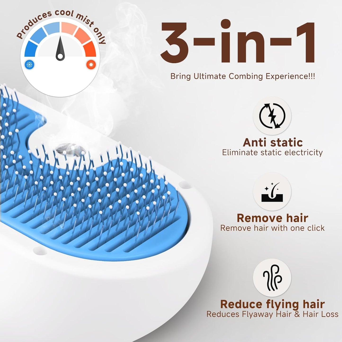 Pet Steam Brush for Dog & Cat - 3-In-1