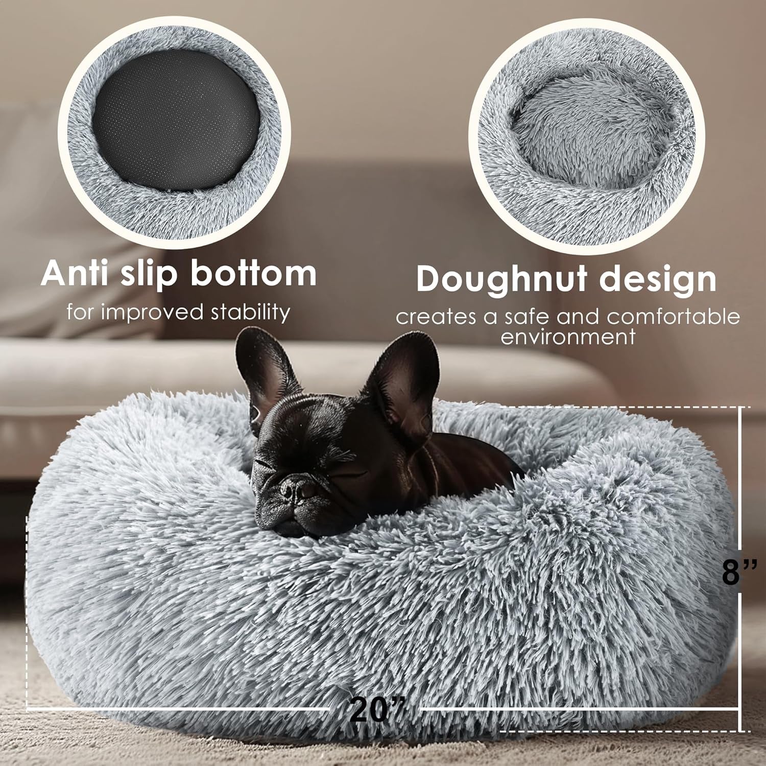 Dog & Cat Bed for Indoor Cats, 20In 