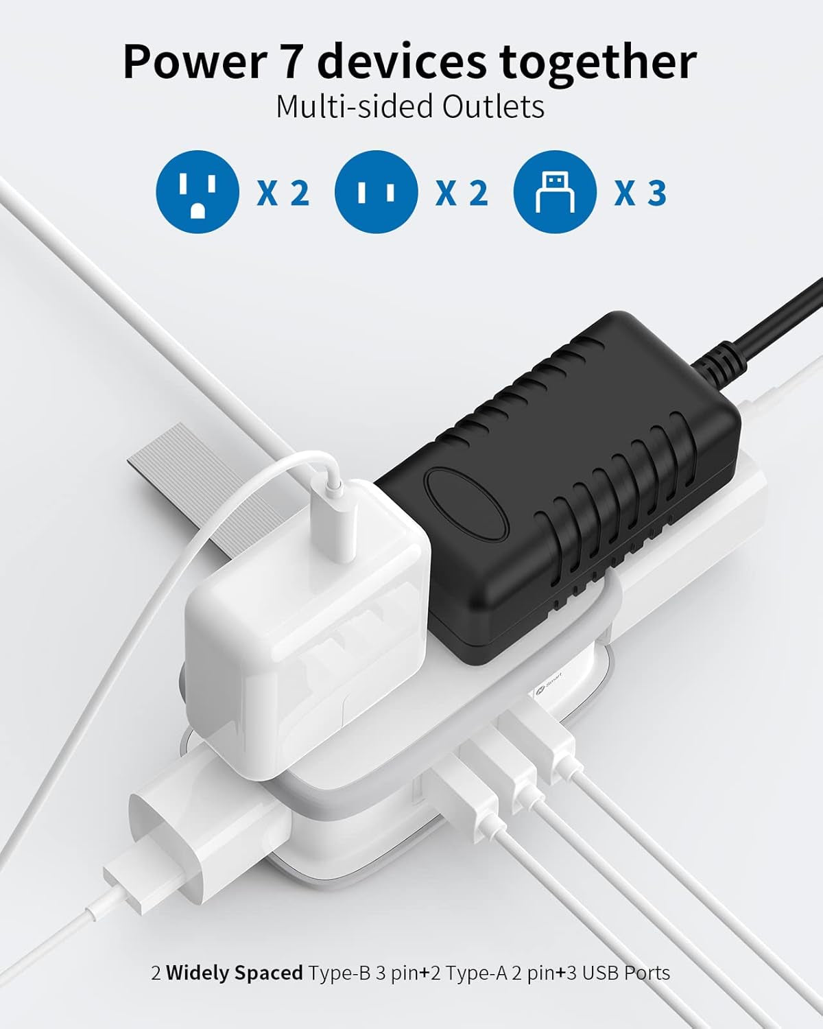 Travel Power Strip with USB 2 Pack