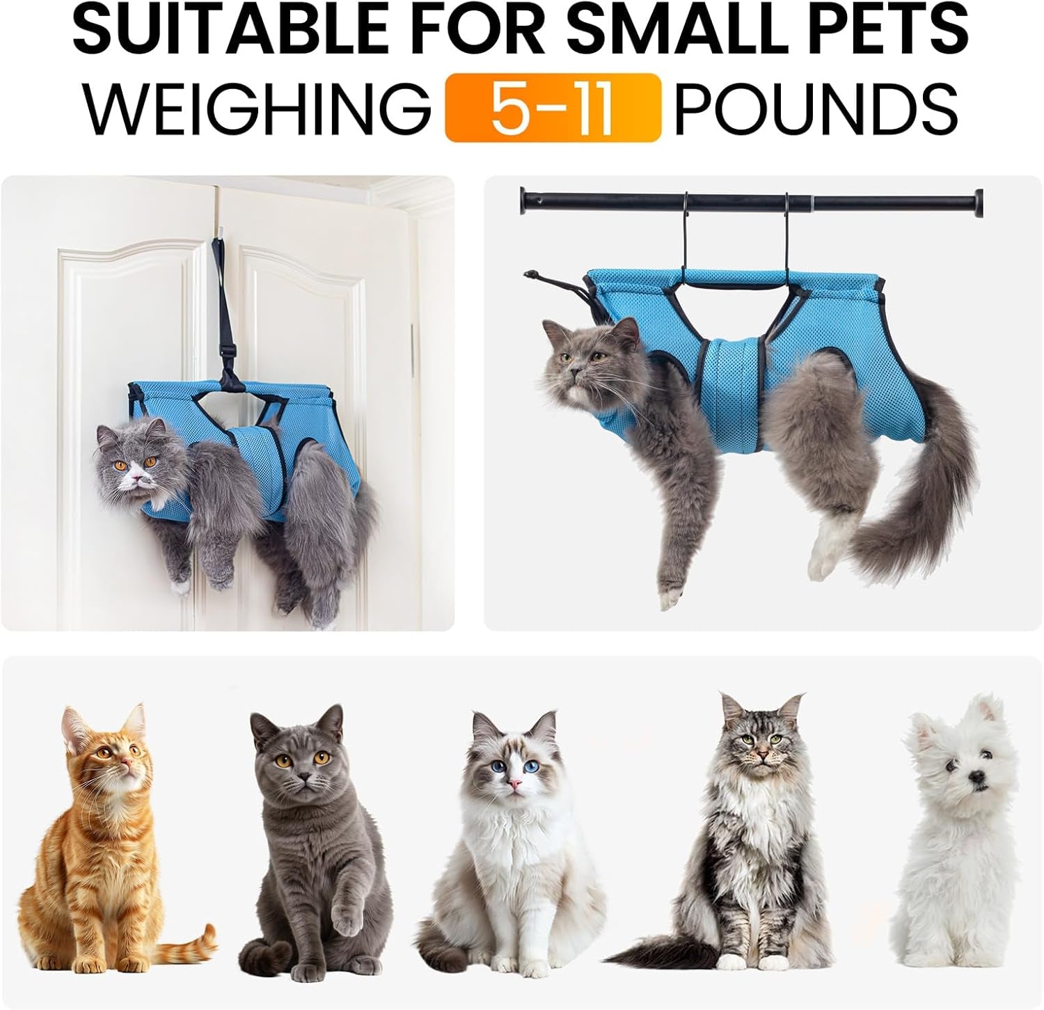 Pet Grooming Hammock for 5-11 Lbs Pets