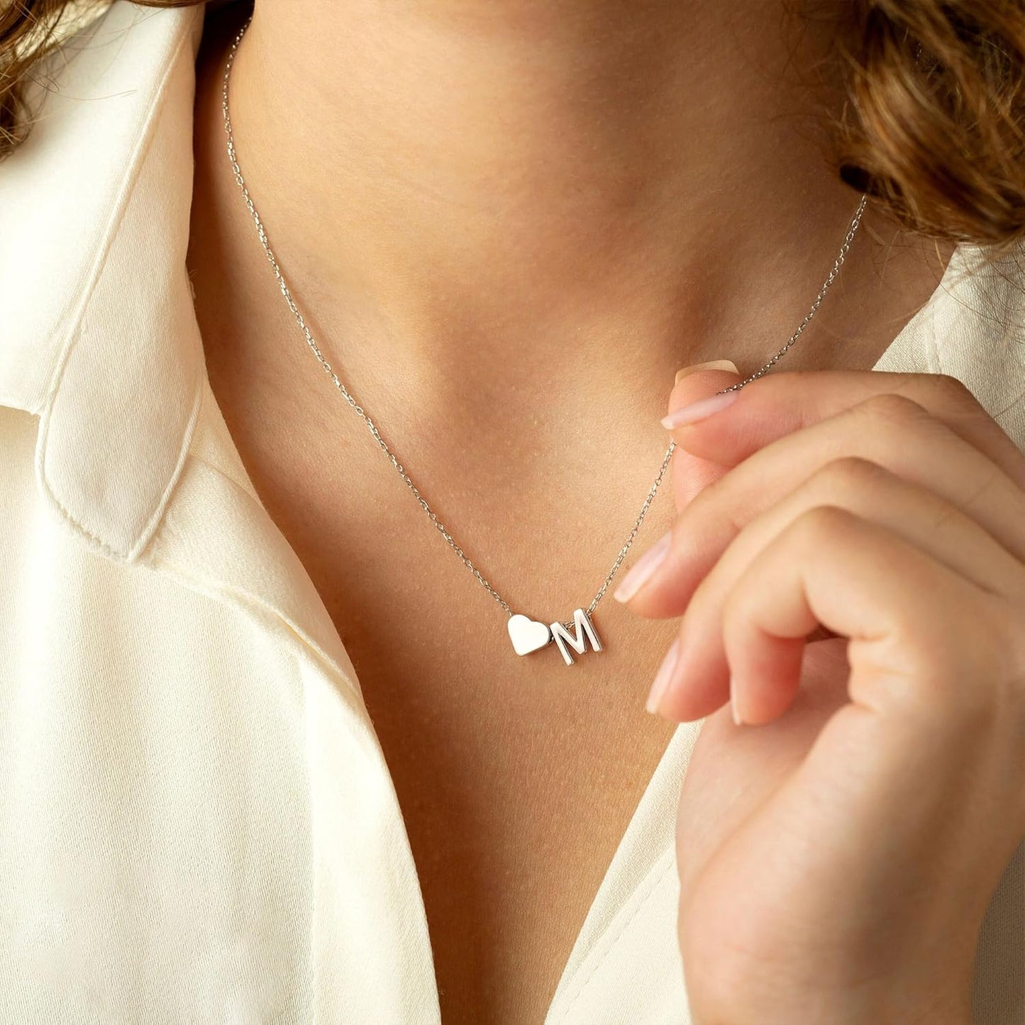 Heart Initial Necklace for Women