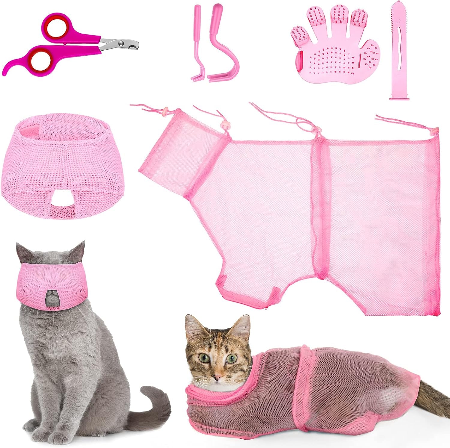 5 Pcs Cat Bathing Bag Set Grooming Bag
