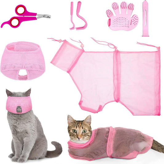 5 Pcs Cat Bathing Bag Set Grooming Bag
