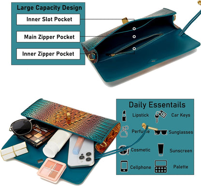 Trendy Women Crocodile Evening Clutch 
